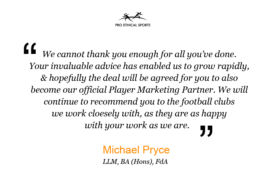 Testimonial - Pro Ethical Sport Management